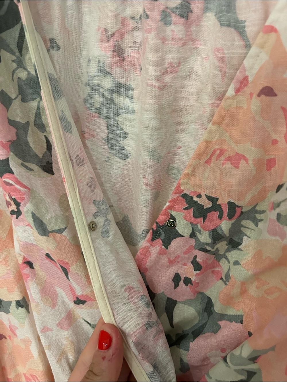 Sezane "Olga Floral" V-Neck Mini Dress with Puff Sleeves Linen Blend - Picture 4 of 9